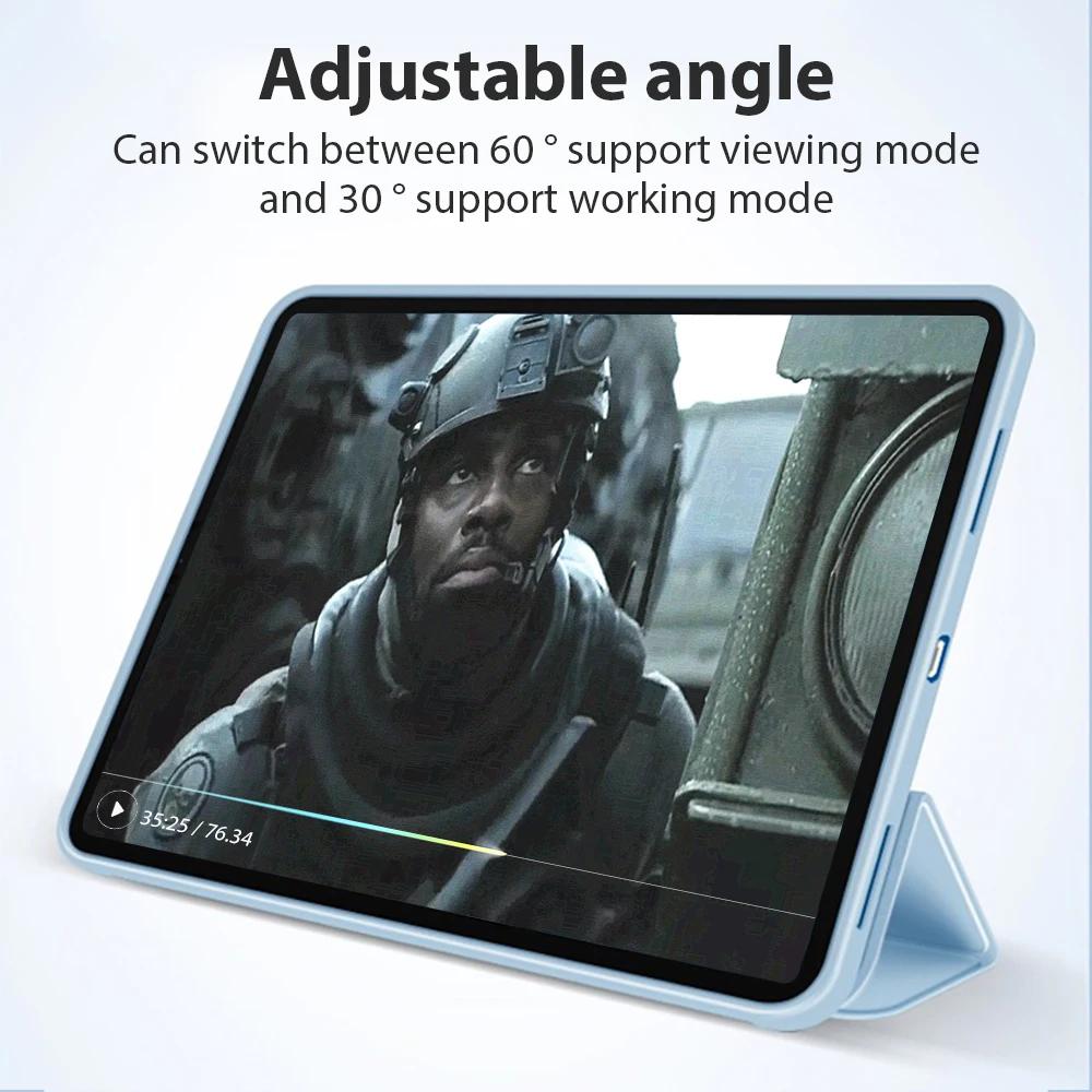 For Ipad Pro 11 2024 M4 Case 4th 3th 2th 1th Gen Flip Trifold Stand Soft TPU Tablet Cases Funda for Ipad Air 11 Cover M2 M3 2025
