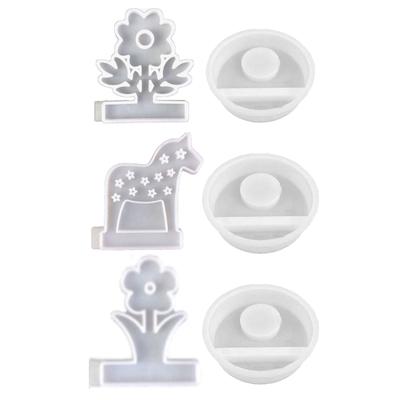 Horse Shape Candle Holder Molds with Base Flower Tealight Holder Molds Animal Resin Molds for DIY Craft Home Decorations