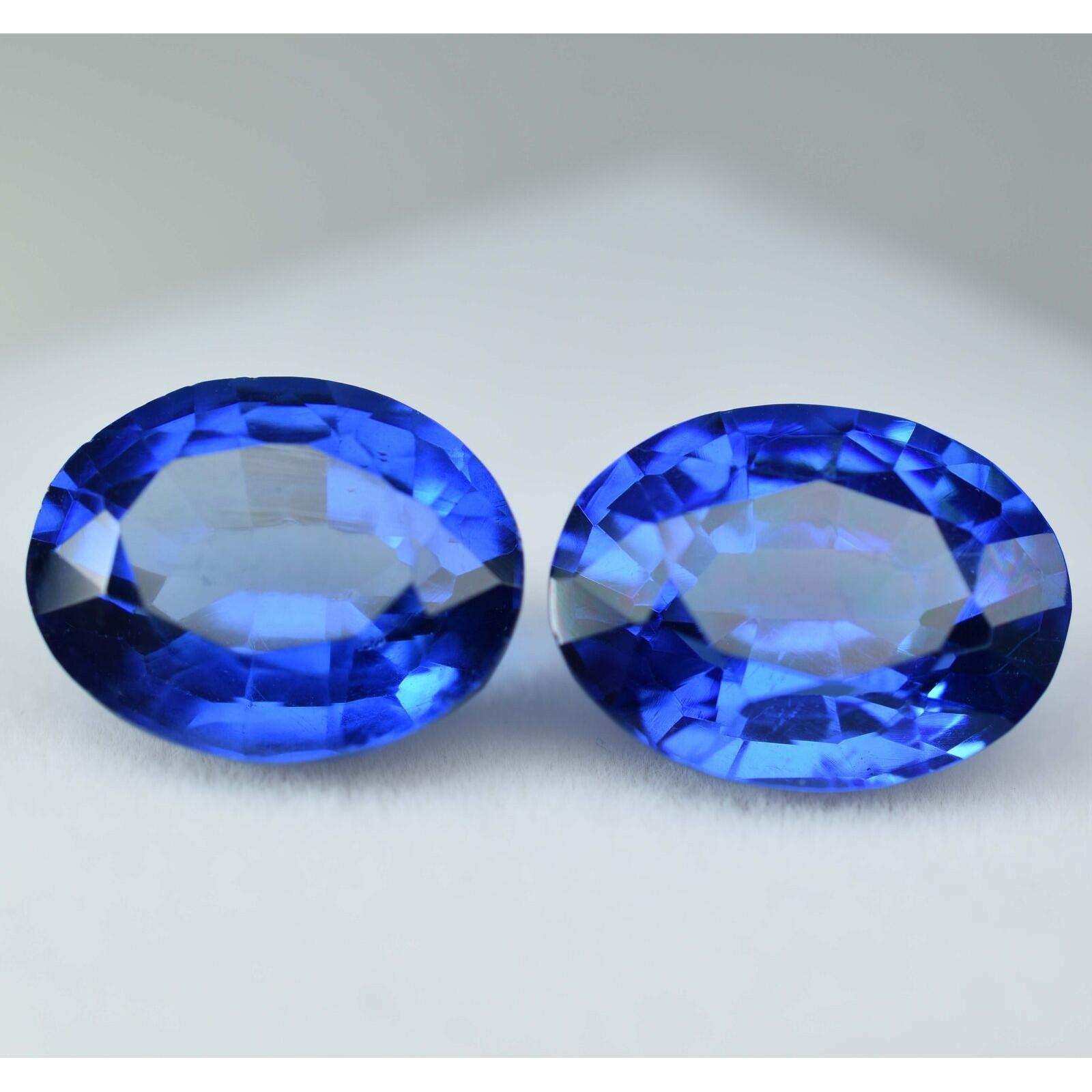 

CERTIFIED 18 Ct Natural Tanzanite Blue Oval Cut Loose Gemstone PAIR for Jewelry 13 mm Approx. синій