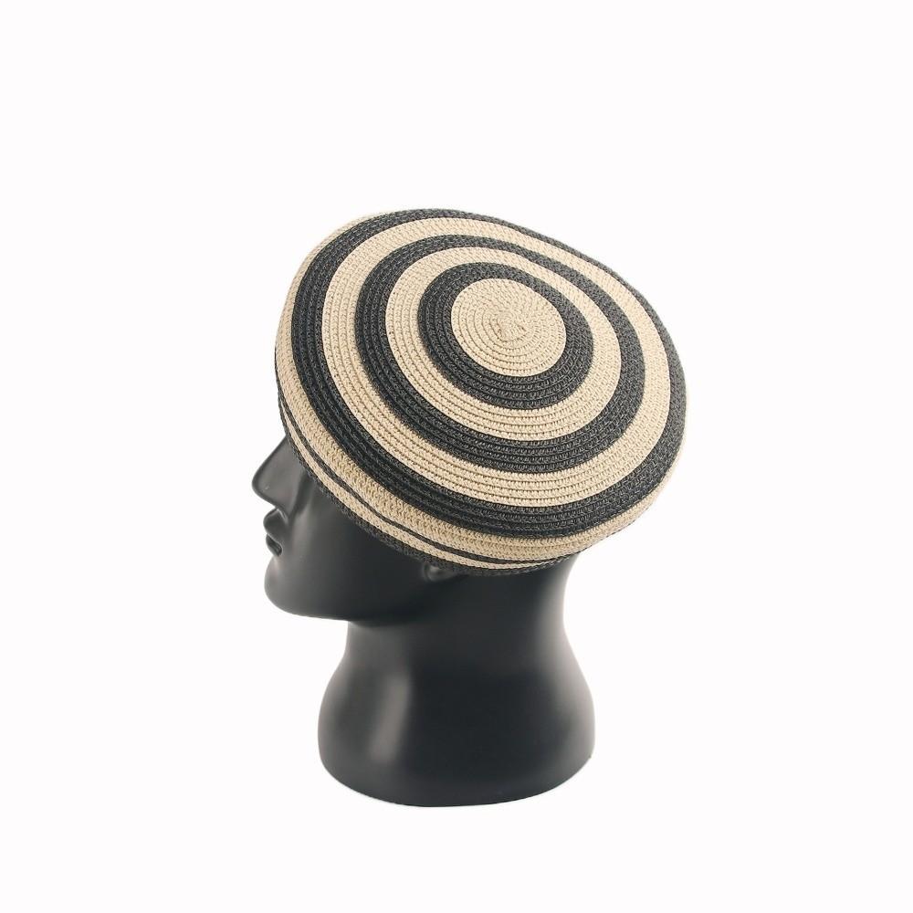 Color Block Straw Top Hat Striped Pattern Sun Hat Brim Hat Dome Cap Beach Vacation