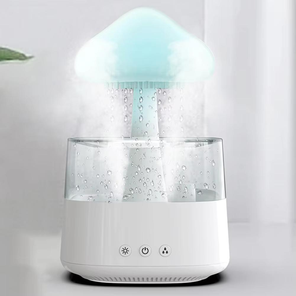 2 in 1 Raindrop Humidifier Aroma Diffuser Essential Oil Machine Home Wood Grain Large Capacity Mushroom Cloud Light Bedroom Mist