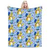 S-Simpsons Homer Donut Pattern Bedding Throws Soft Cozy Trend Blanket  For Couch Chair Camping Flannel Bedspread Bed Cover