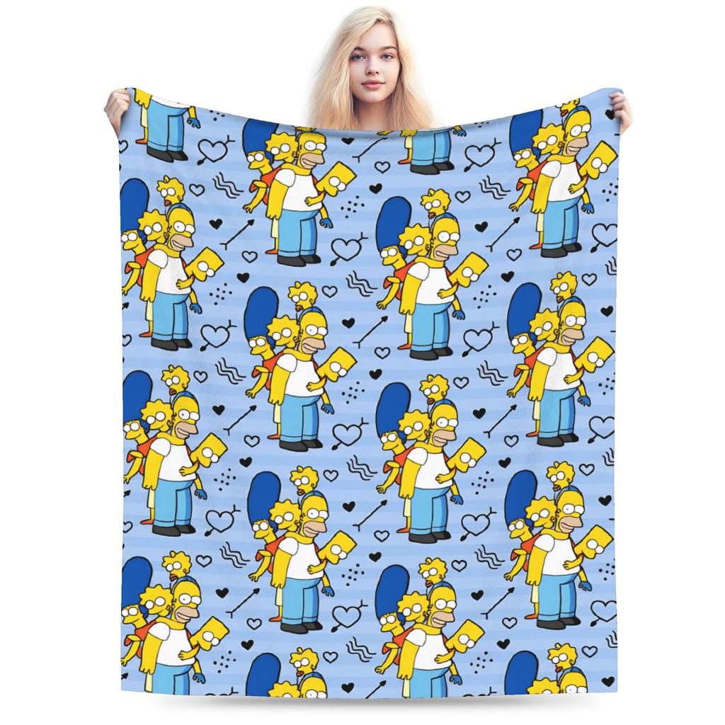 S-Simpsons Homer Donut Pattern Bedding Throws Soft Cozy Trend Blanket  For Couch Chair Camping Flannel Bedspread Bed Cover