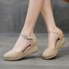 Womens Sandalias Wedges Comfortable Pointed Hemp Rope Weaving Casual Shoes