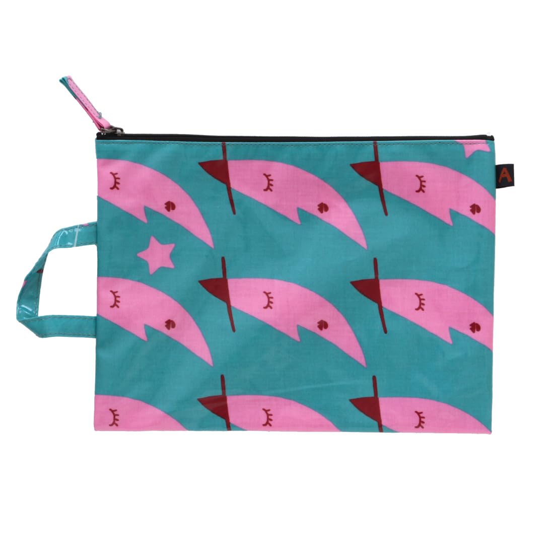 

Atsuko Matano Flat Pouch, Pink Crescent Moon (Blue), Women s, Approx. 28cm H x 20cm W, 089004-0002-02