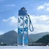 High Quality 800ml Water Bottle PC Floral Bow Print Straw Cup Portable with Handle Water Cup Outdoor Sports