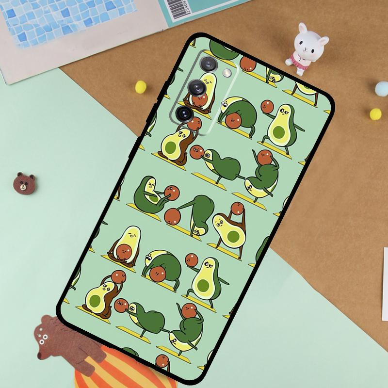 Avocado Yoga Funny Pattern Soft Case For Samsung Galaxy S24 Ultra S9 S10 S20 S22 S21 Plus S23 FE S25 Ultra Funda Cover