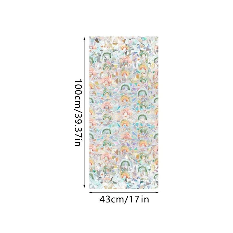 Double-sided Rainbow Design Static Window Privacy Film Colorful Stained Glass Window Film for Privacy Sun Blocking for Windows