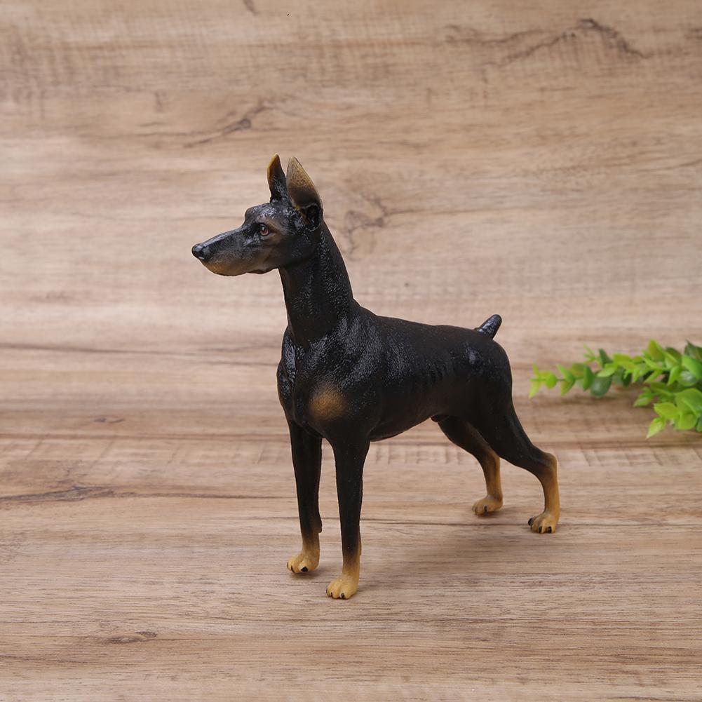 Simulation Animal Model Children Early Education Dog Statue Toy Black Doberman