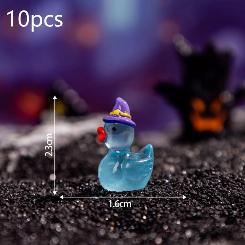 Cute Glow in Dark Mini Magic Hat Duck Figurines Luminous Resin Miniatures for Desk Birthday Party Favors