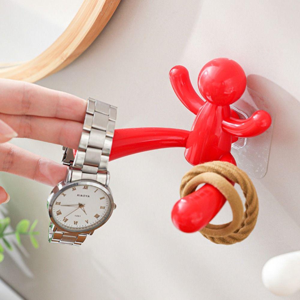 

3pcs Portable Wall Shelf Organizer Creative Hair Accessories Hooks Jewelry Storage Rack Bathroom красный
