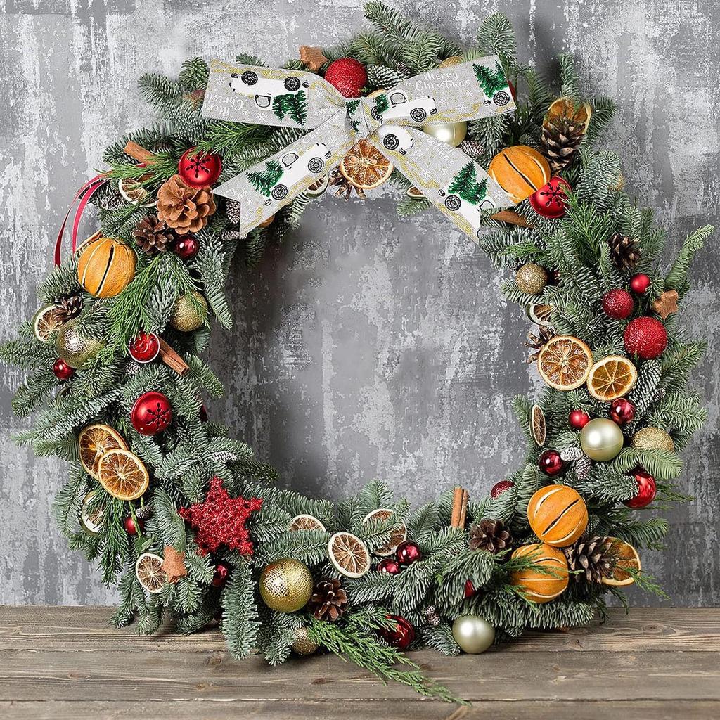 3 Rolls Christmas Wired Edge Ribbon Multi Color Flexible Decorative Christmas Ribbon for Bows DIY