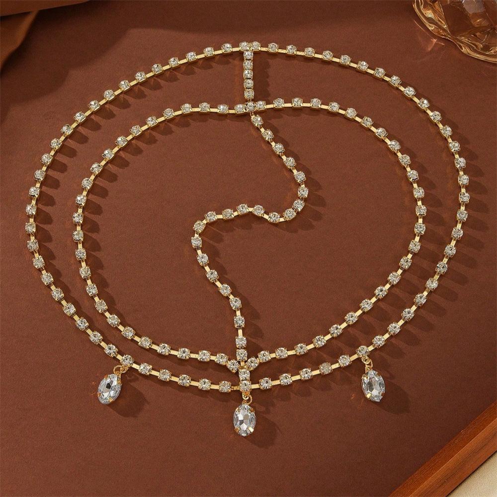 

Headgear European And American Trends Fashion Sparkling Crystal Rhinestone Fringed Head Chain Women S Bridal Wedding Accessories золотой