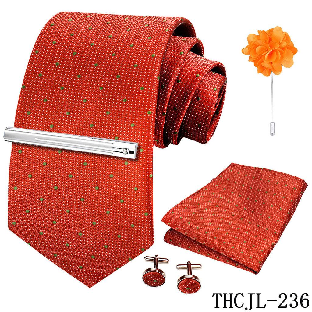 Men'S Business Dress Tie 5-Piece Groom Best Man Dress Accessories Gaowei Dense Jacquard Tie Worker