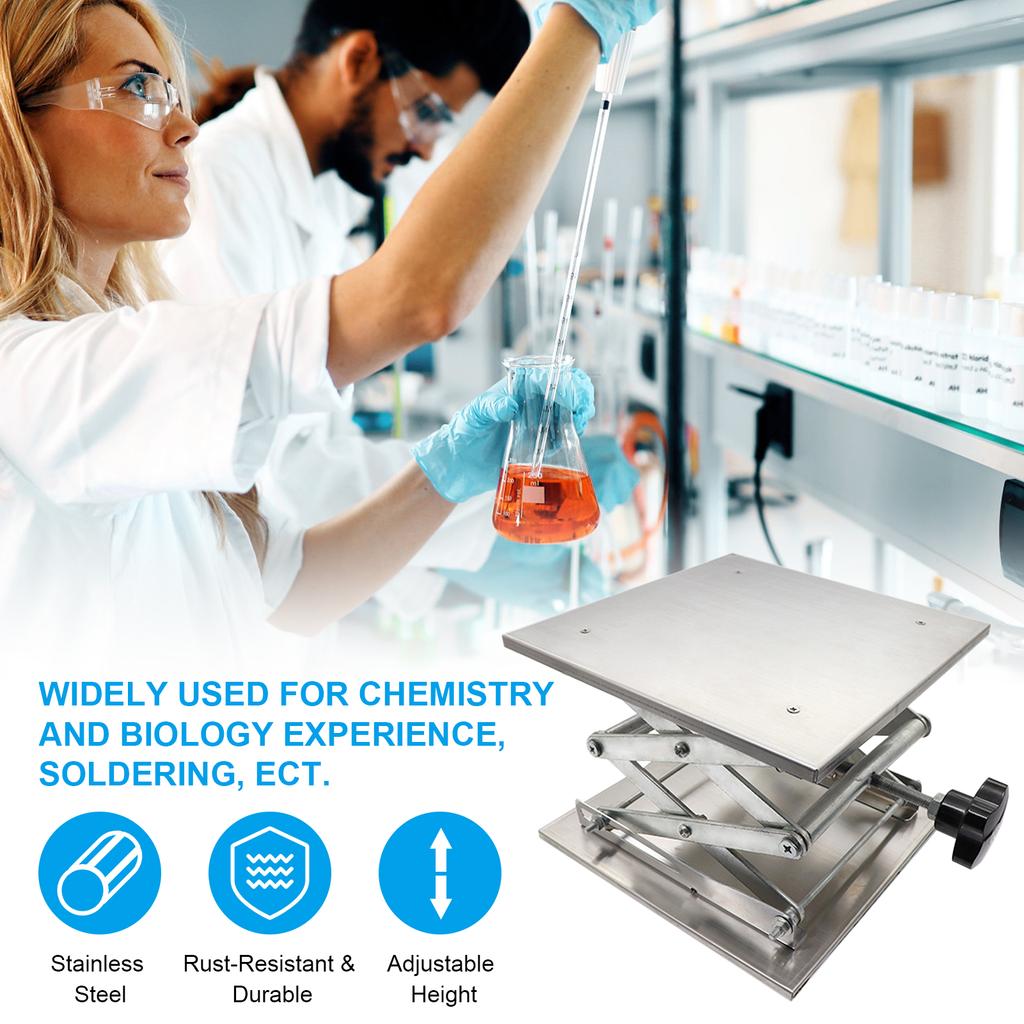 Stainless Steel Lift Tables Mini Portable Lab Lifting Platform Stand Rack for Chemistry Biology Experience Soldering