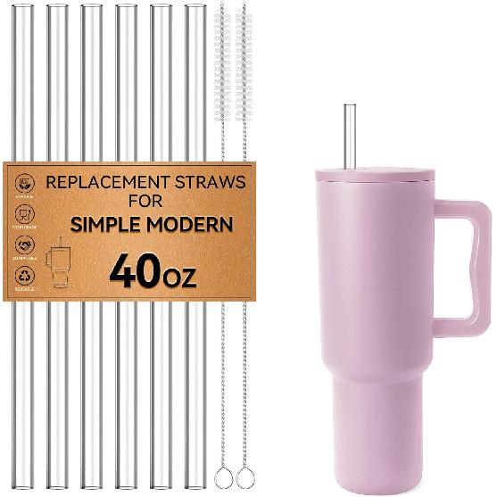 Straws for Simple Modern 40 oz Tumbler, 12.2" Extra Long Replacement Straw for Simply Modern 40oz Cups, Clear Tritan Plastic, BPA Free,Reble Drinking