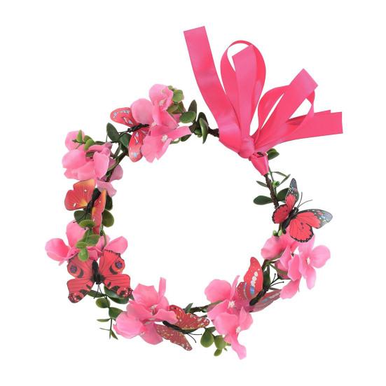 

Butterfly Flower Crown Brides Bridesmaids Bohemian Flower Crown Fairy Style Hair Wreath Floral Headband for Wedding Flower Girls троянди рожеві кольору