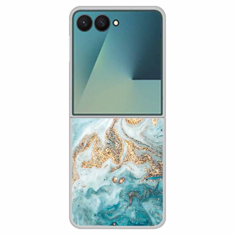Funda For SAMSUNG Z Flip 7 Cases Marble Clear Hard PC Phone Back Cover for Galaxy Z Flip7 5G Back Cover ZFlip7 Transparent Shell