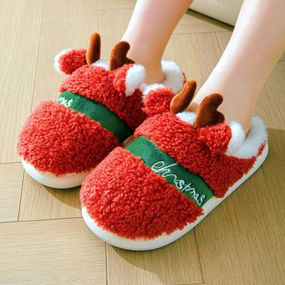 Eis Pantoffeln Für Damen Damen Mode Weihnachten Rentier Geschlossene Zehen Flacher Boden Plüsch Warm Baumwolle Pantoffeln Schuhe Für Frau