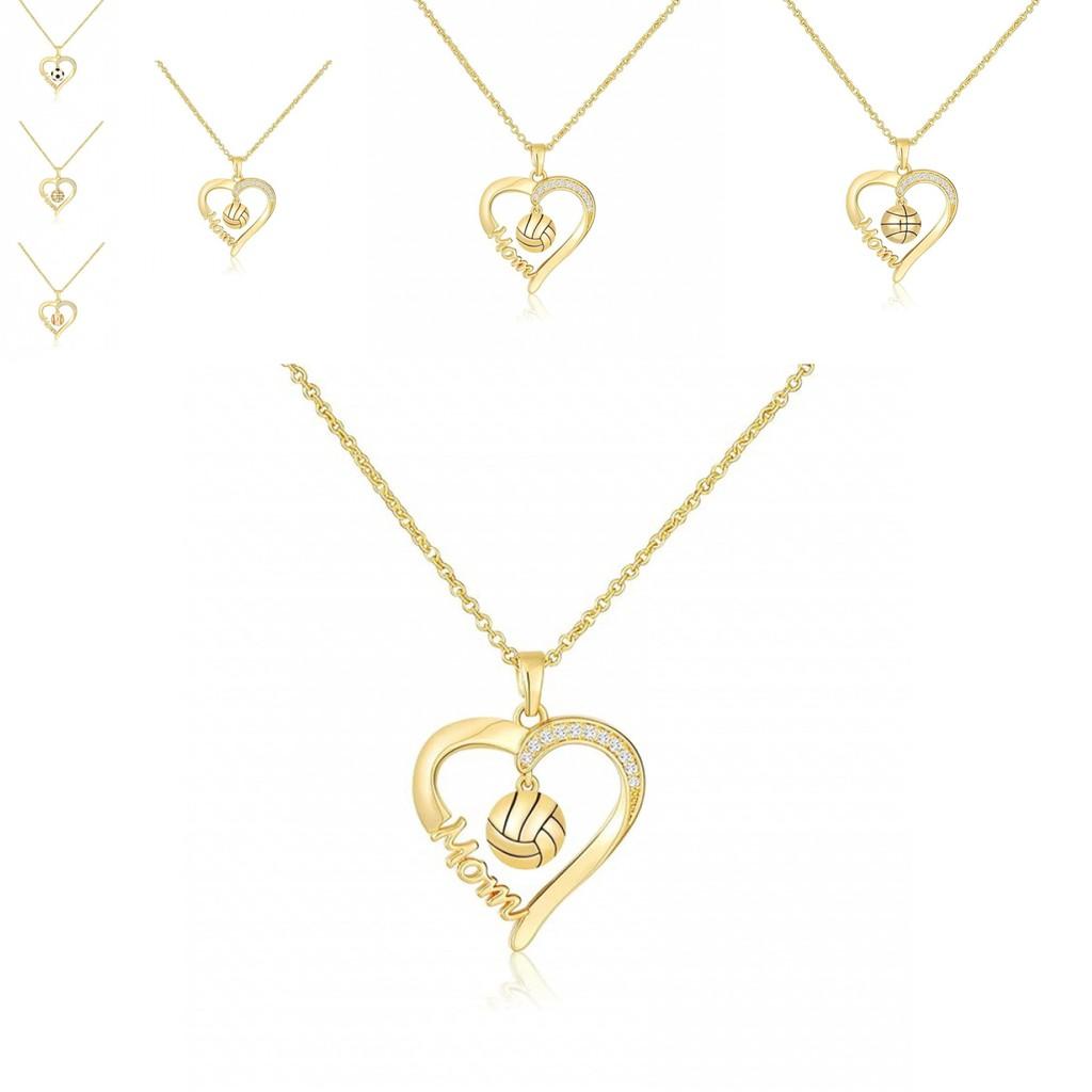 Soccer Necklace Heart Shape Jewelry For Mothers Day Gift Women Fashion