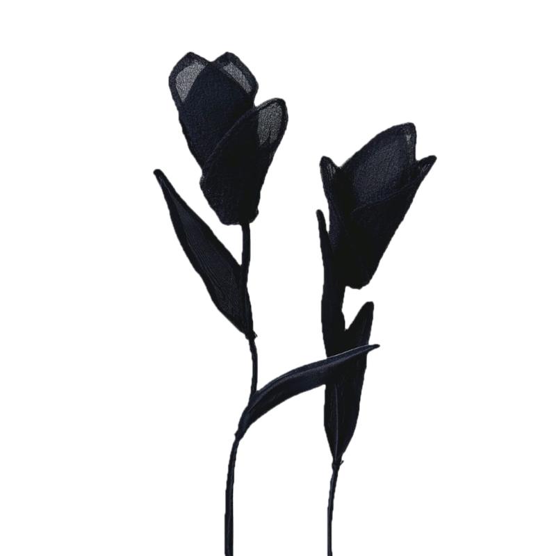 

3D Fabric Flower Appliques Handcraft Materials Kits Crafting Garment Accessories Dress Sweater Crafting Project Decors чорний