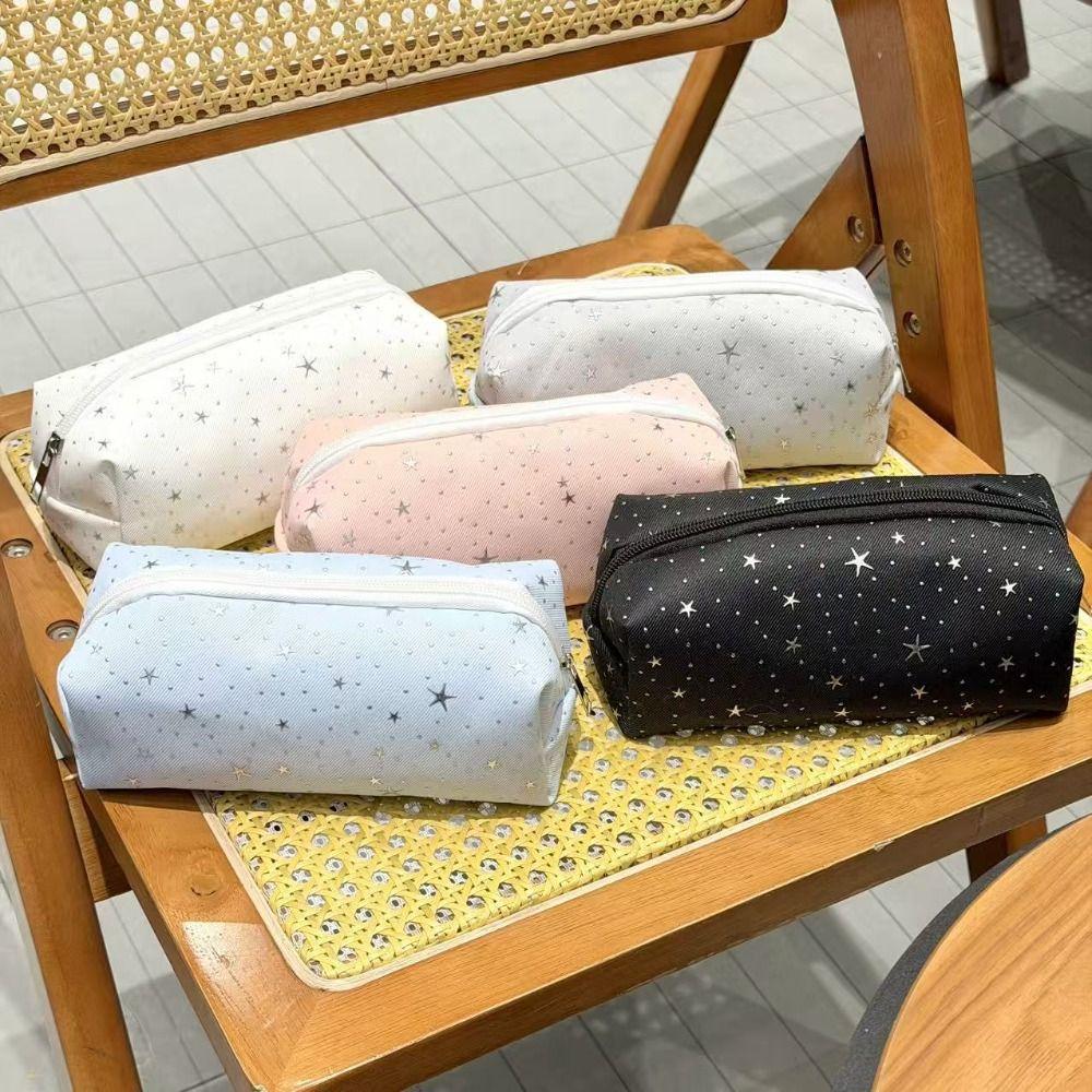 1pc Large Capacity Pen Bag Star Polka Dot Stationery Bag Cute Stationery Organizer  Students