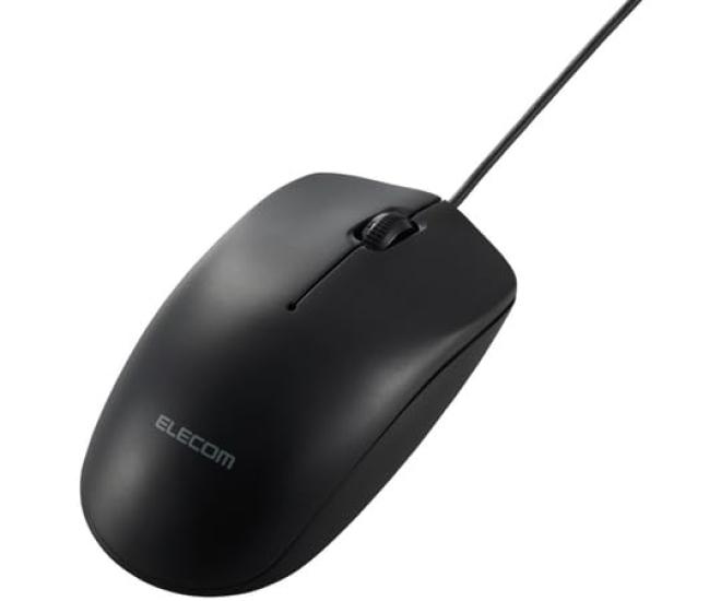 ELECOM Business Mouse, Wired Optical Mouse, Type-C, 3 Buttons, Environmentally Friendly Packaging, Black, M-K8URCBK