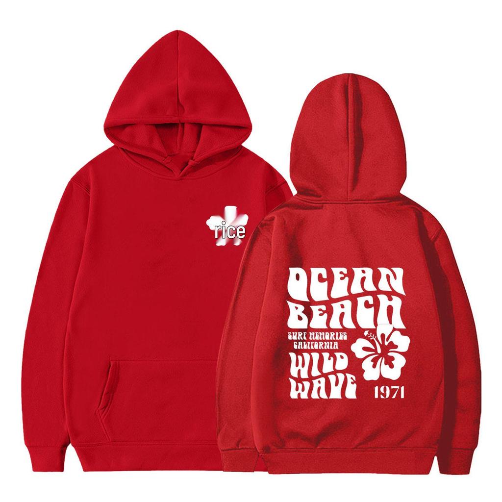 Felpa Stampata QEEAN BEACH Wild Wave 1971 per Bambini - Pullover Autunno/Inverno Vestibilità Larga per Ragazzi e Ragazze