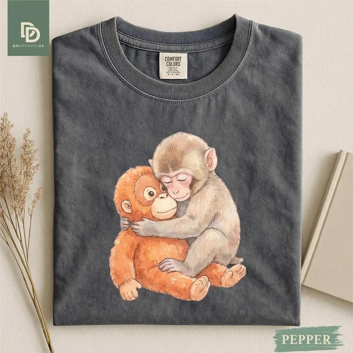 Monkey Punch T Shirt, Monkey Punch Graphic Tee, Baby Monkey Plush Top, Mothers D XL