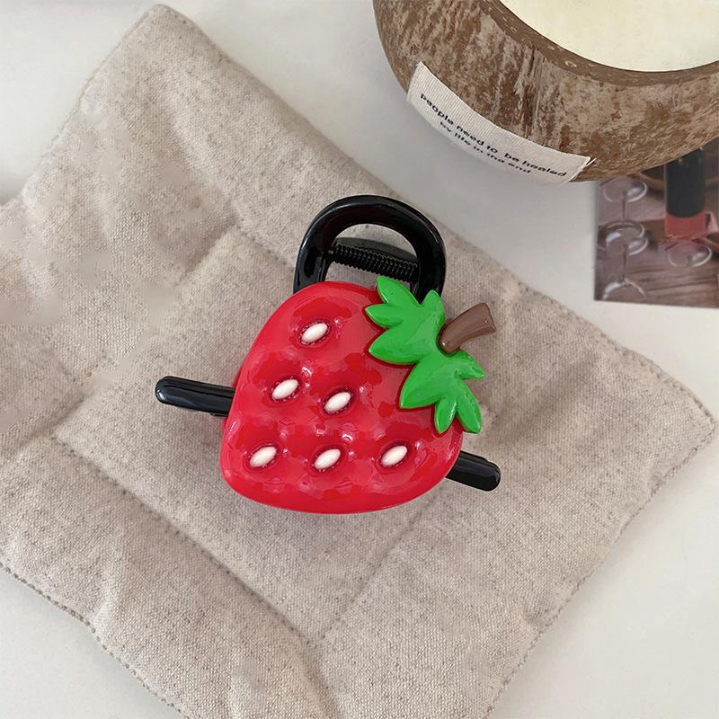 Cute sweet acrylic strawberry hairpin small delicate back head disc hair shark clip Internet celebrity versatile hair accessories woman