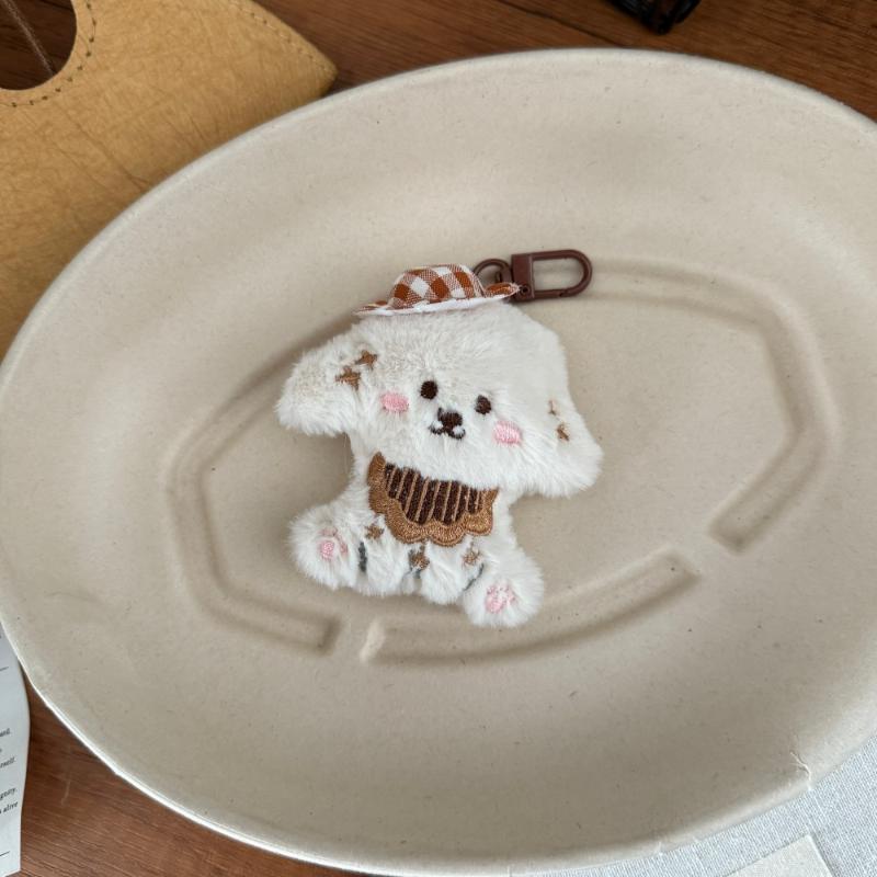 Cute Cartoon Glasses Hat Dog Plush Keychain Kawaii Puppy Backpack Pendant Keychain Stuffed Doll Toys Charms Accessories GiftsHot