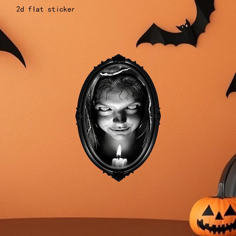 Gothic Retro Mirror Frame Witch Wall Sticker - Self-Adhesive PVC Decorative for Living Room or Party.