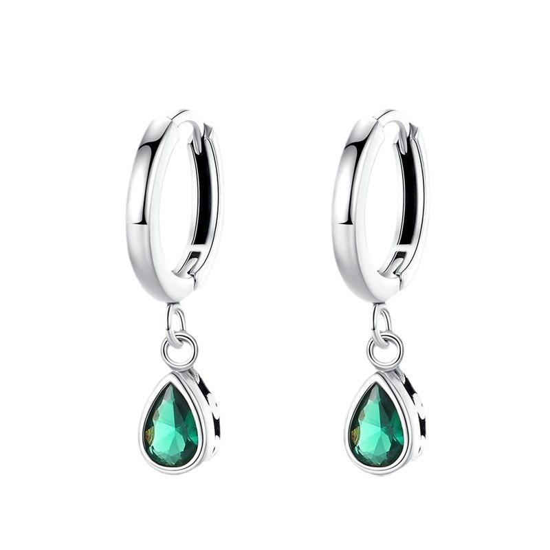 Generation S9 Sterling Silver Earrings, Simple Niche High-End Green Water Drop Earrings