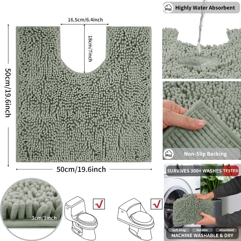 U-shaped toilet mat bathroom mat bathroom carpet bathroom carpet memory foam/Chenille bath mat anti-skid super absorbent