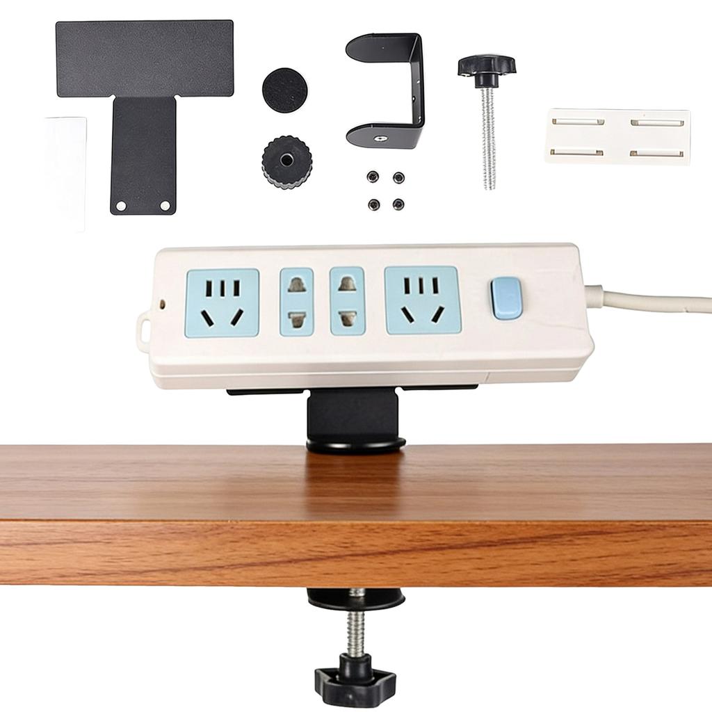 Under Desk Power Strip Holder No-Drill Wire Organizing Tool Anti-Slip Socket Cable Storage Rack for Outlet Fixing/Shelf Storage