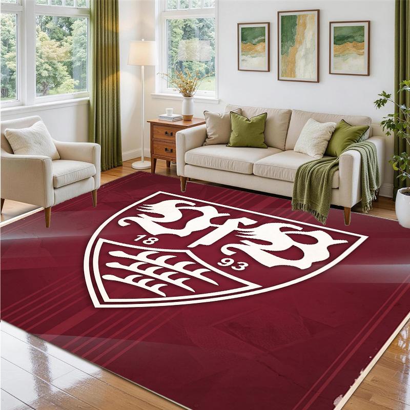 VfB Stuttgart Design Crystal Velvet Rug Soft Decorative Mat for Bedroom Entrance