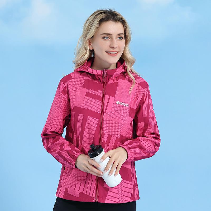 Women's Reversible Spring/Autumn Hooded Windbreaker Jacket for Mountaineering