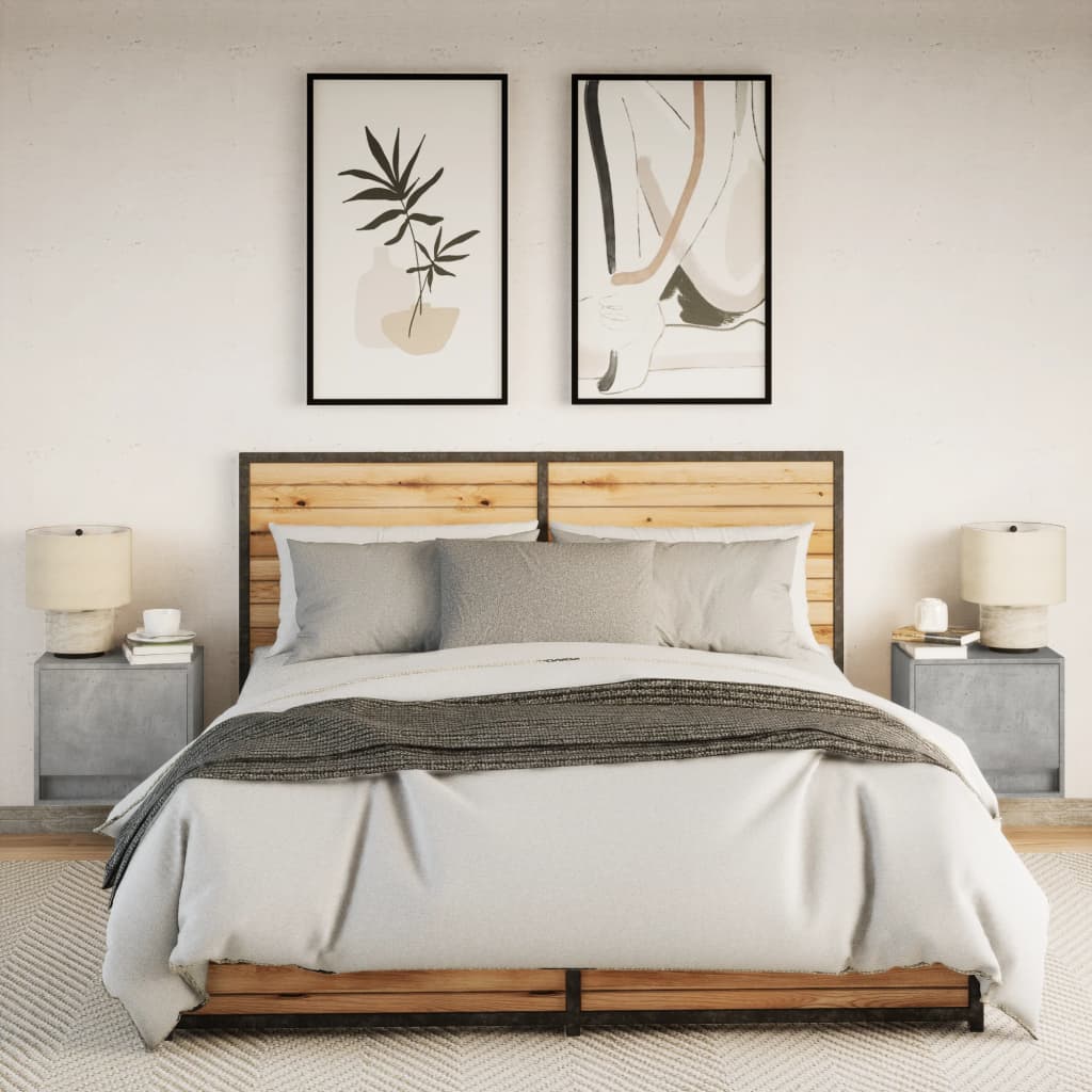 Wall Mounted Nightstands with LED Lights 2 pcs Concrete Grey
