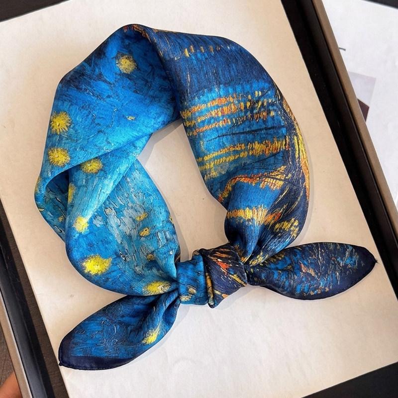 British style spring autumn winter men's and women's silk small square scarf plaid brown small silk scarf mulberry silk scarf