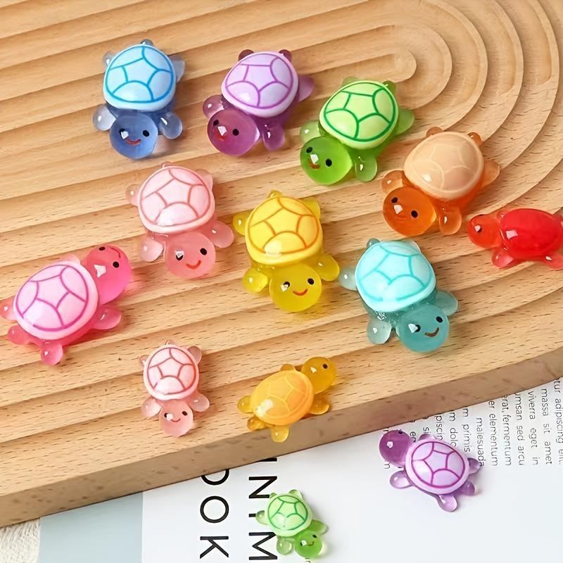10Pcs luminous 3D turtle ornament, colorful translucent plastic ornament, suitable for DIY handicrafts and party gifts