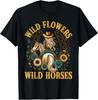 Retro Southern Sunset Cowgirl Wild Flowers - Wild Horses Gift Unisex T-Shirt