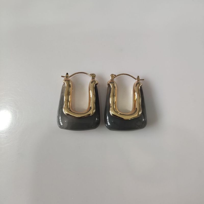 Solid Resin U-shaped Irregular Hoop Earrings Women New Vintage Versatile Earbuckles Delicate Fashion Jewelry K-