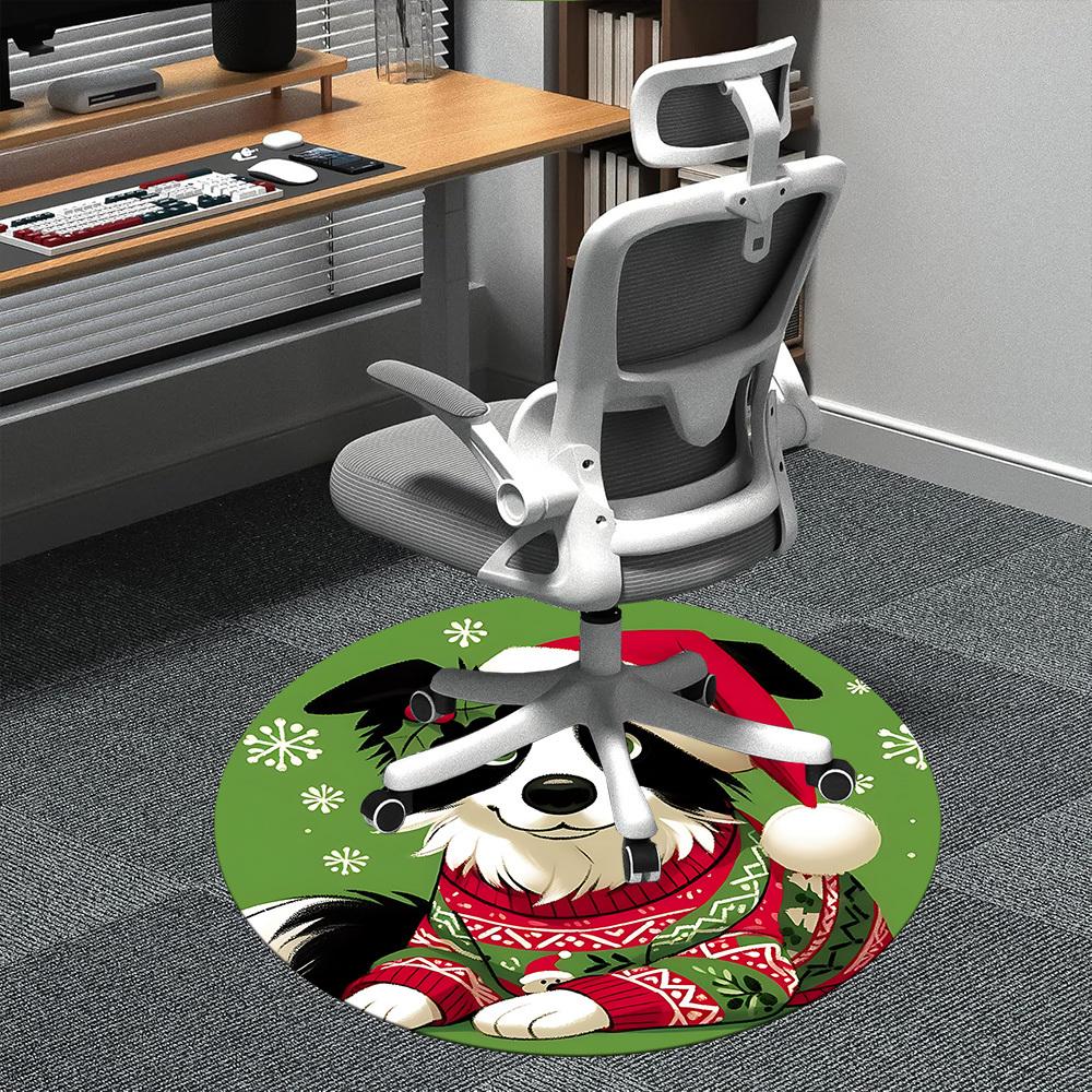 

1PC Christmas Pet Office Round Area Rug, Mat Suitable ForOffice, Under Office Chairs Bedroom Living Room Home Decor, Room Deco 80cm