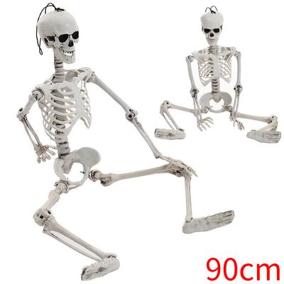 Plná velikost strašidelného domu Závěsné rekvizity Polohovatelný Halloween Pohyblivá kostra Falešná lidská lebka Kosti Halloween Party Dekorace