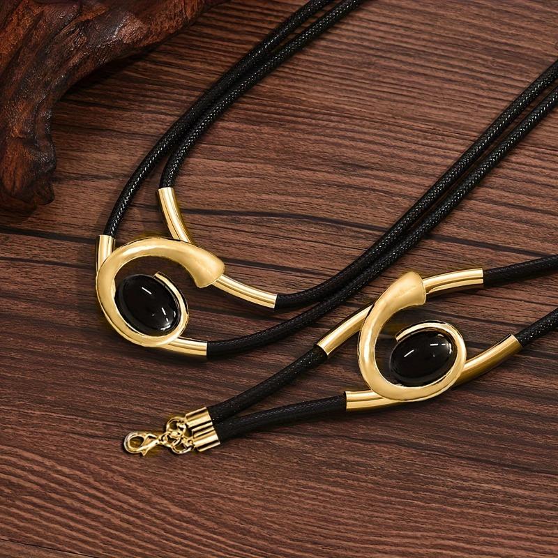 Vintage Bohemian Geometric Spiral Set Acrylic Stone Necklace Bracelet Set for Women Charms Party Accessories