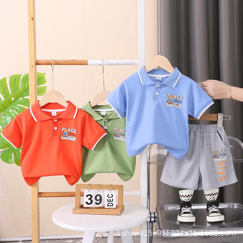 Polo per Bambini con Fantasia a Lettere Outfit Sportivo - Set Casual Estivo a 2 Pezzi per Ragazzi