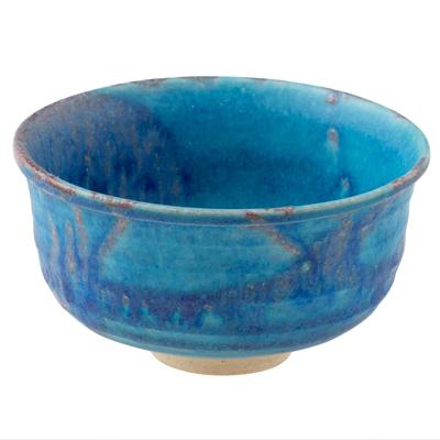 Marui Seito Shigaraki Ware Hechimon Matcha Tea Diameter Dew Grass Bowl, 14cm, Blue, MR-3-4121