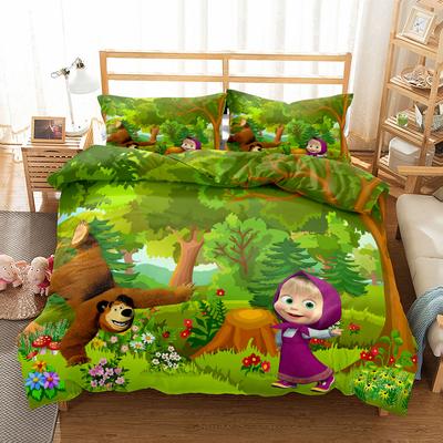 Kreslená dětská ložní souprava King Queen Double Full Twin Single Size Dívka Y El Oso Ložní souprava