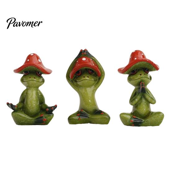 Vielseitige Tischdekorationen Yoga-Pilz Frosch Figur, Kreative Harzstatue, Niedliche Sitzende Tierfiguren Grünes Ornament für Zuhause Büro