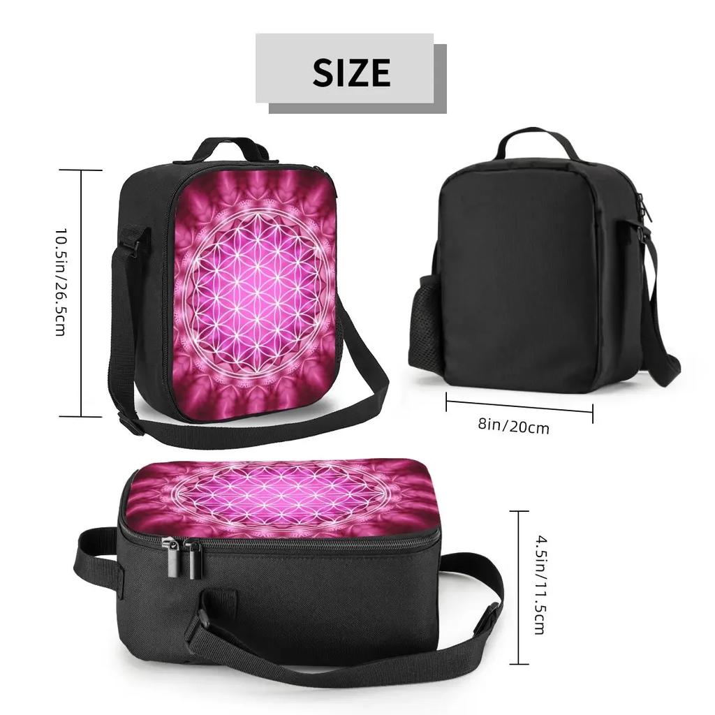 Flower Of Life Insulated Lunch Tote Bag for Women Sacred Geometry Mandala Resuable Thermal Cooler Food Bento Box School